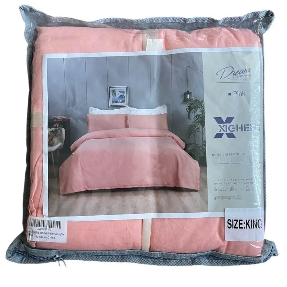100% Cotton Duvet Cover Set,Ultra Soft with Zipper Closure ＆ Corner Ties